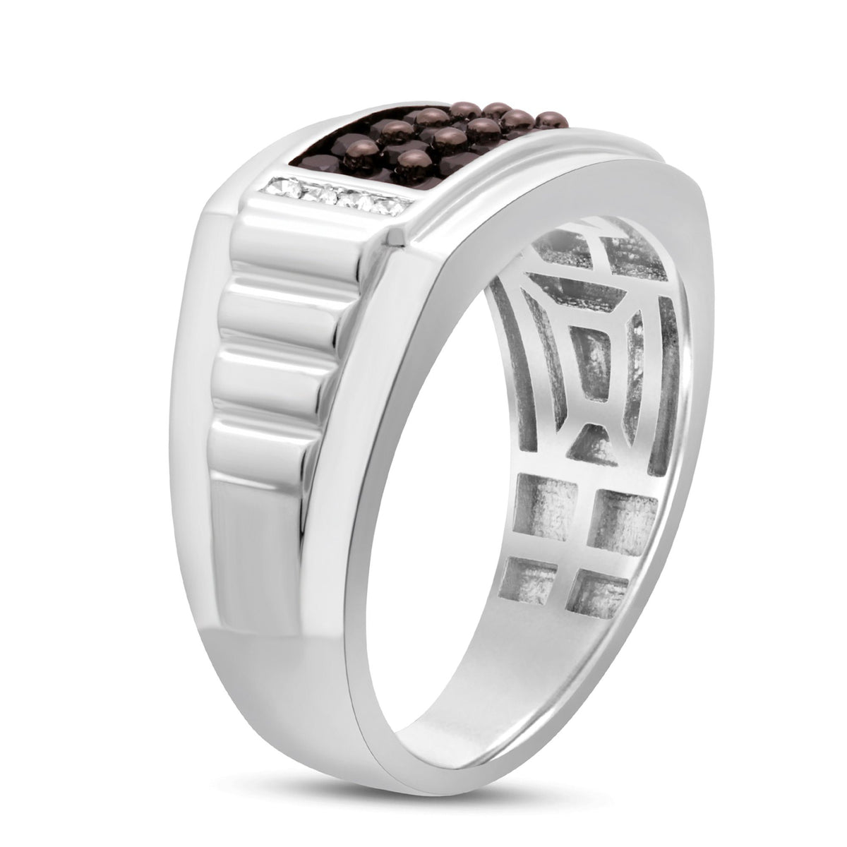 Sterling Silver 0.75ct Diamond Three Row Ring Rings Bevilles 