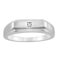 Sterling Silver 0.01ct Diamond Men's Ring