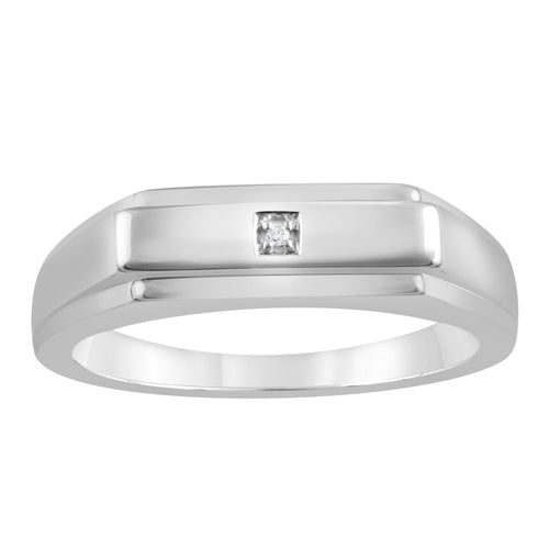 Sterling Silver 0.01ct Diamond Men's Ring Rings Bevilles 