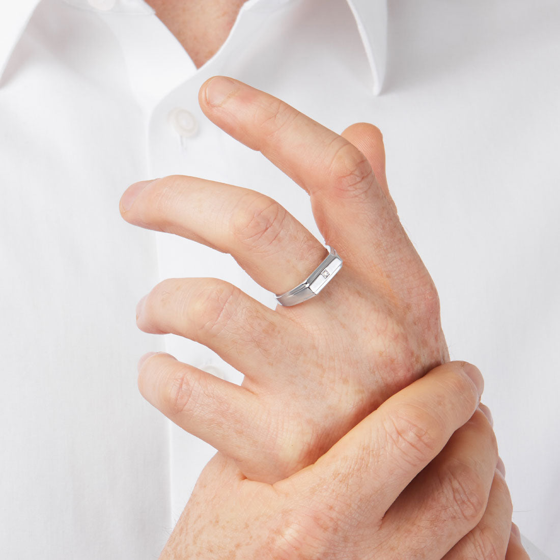 Sterling Silver 0.01ct Diamond Men's Ring Rings Bevilles 