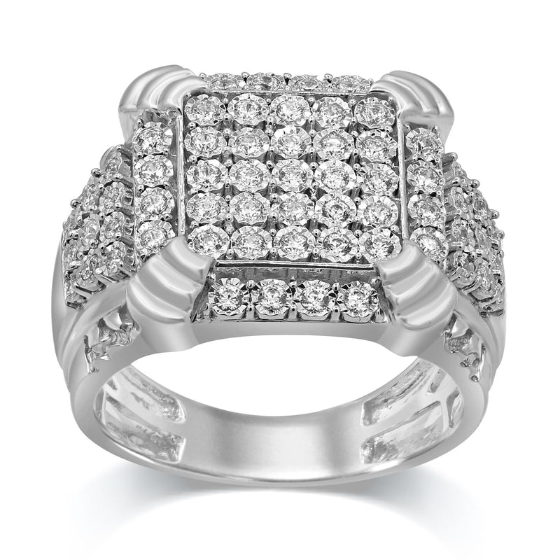 Men's Square Look Ring with 3/4ct of Diamonds in Sterling Silver Rings Bevilles 
