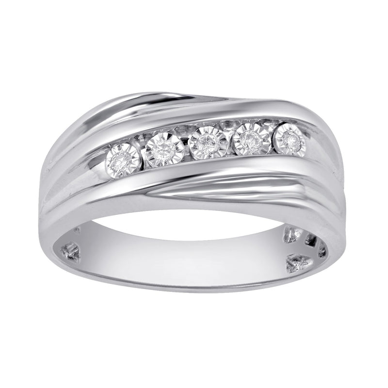 Mirage Crossover Men's Ring with 0.10ct of Diamonds in Sterling Silver Rings Bevilles 