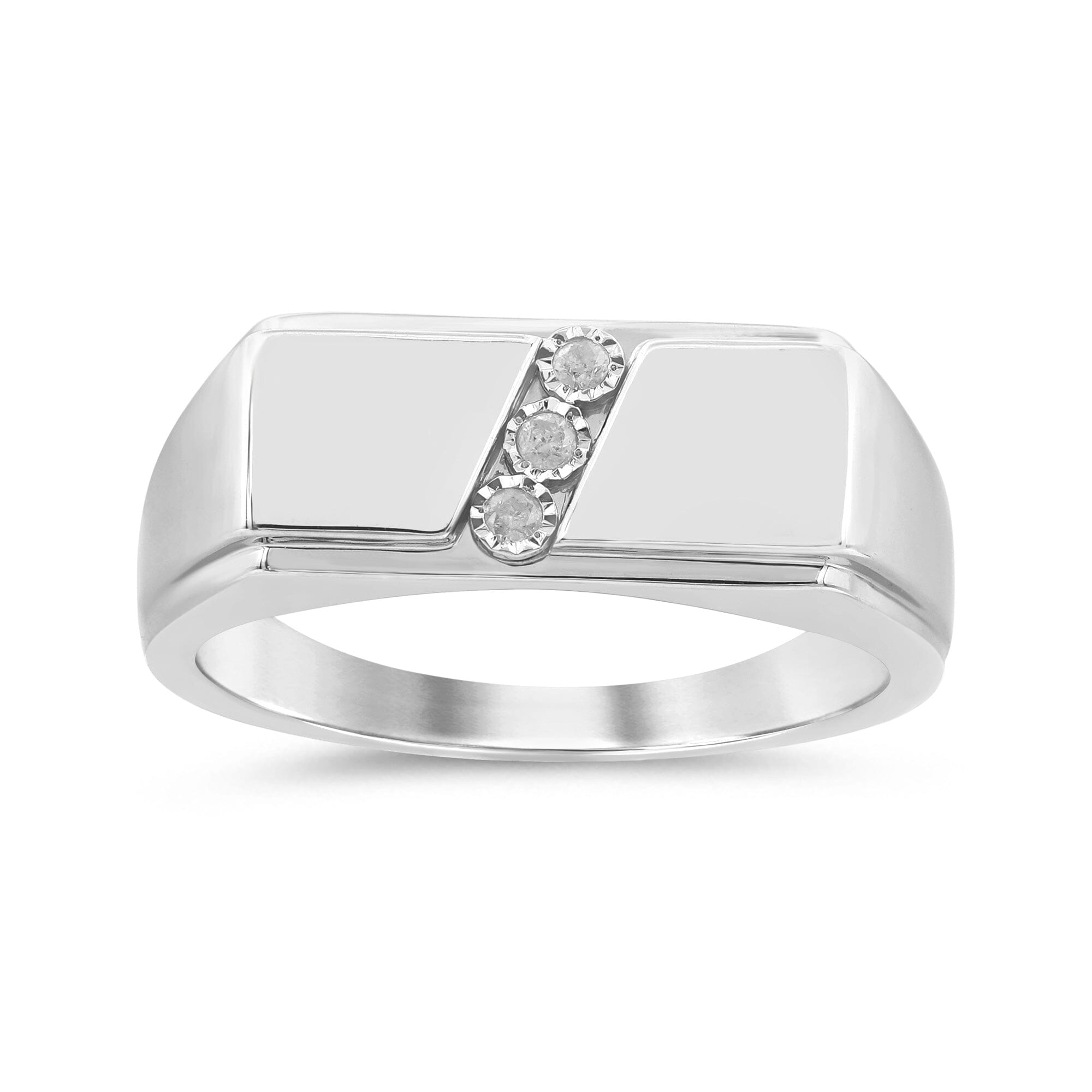 Brilliant Diagonal Set Ring with 0.05ct Diamonds in Sterling Silver Rings Bevilles 