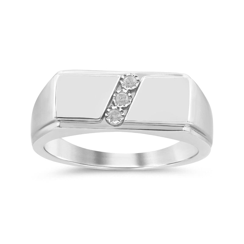 Brilliant Diagonal Set Ring with 0.05ct Diamonds in Sterling Silver Rings Bevilles 