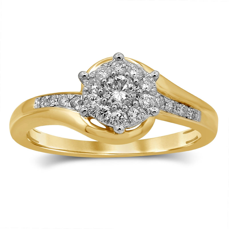 Brilliant Wave Cluster Ring with 1/3ct of Diamonds in 9ct Yellow Gold Rings Bevilles 