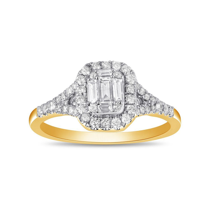 Surround Ring with 1/2ct of Diamonds in 9ct Yellow Gold Rings Bevilles 