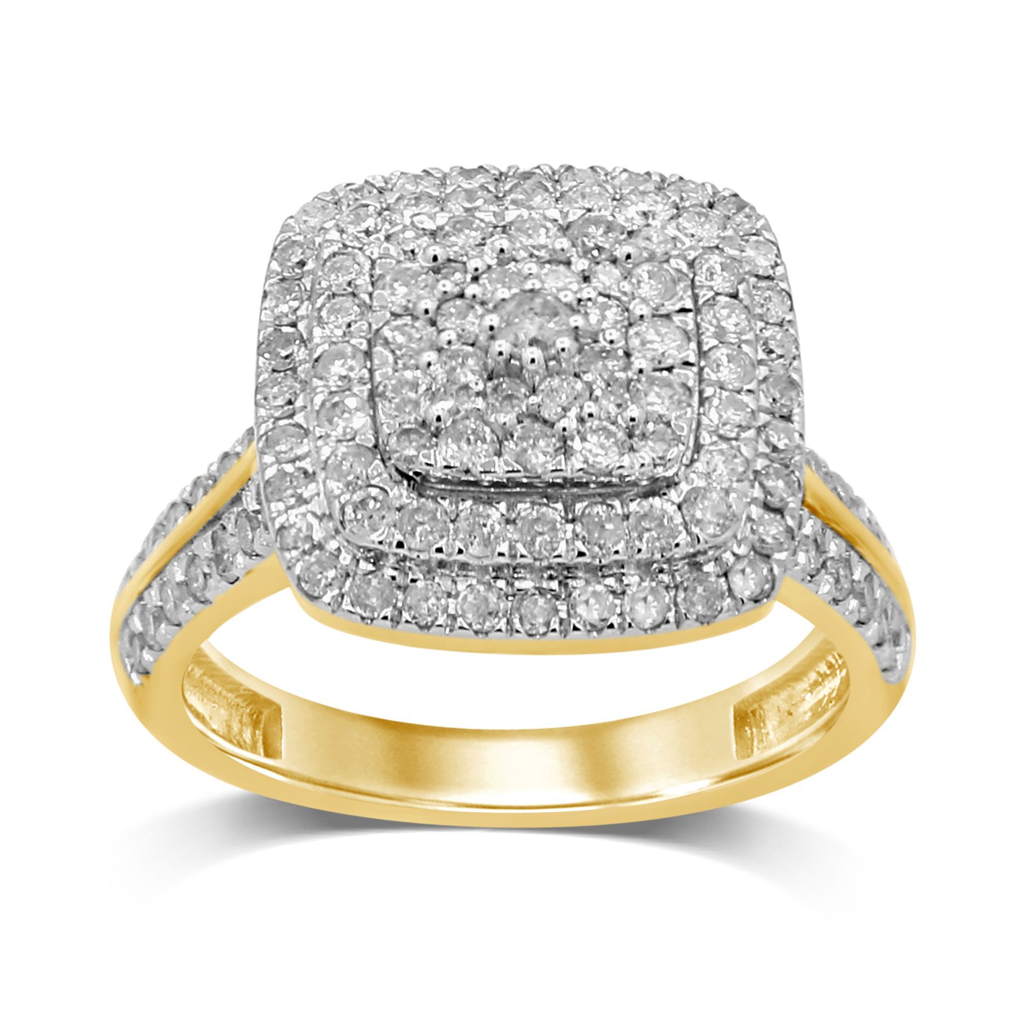 Brilliant Square Look Ring with 1.00ct of Diamonds in 9ct Yellow Gold Rings Bevilles 