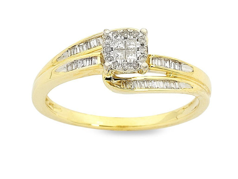 Invisible Princess Ring with 1/5ct of Diamonds in 9ct Yellow Gold Rings Bevilles 