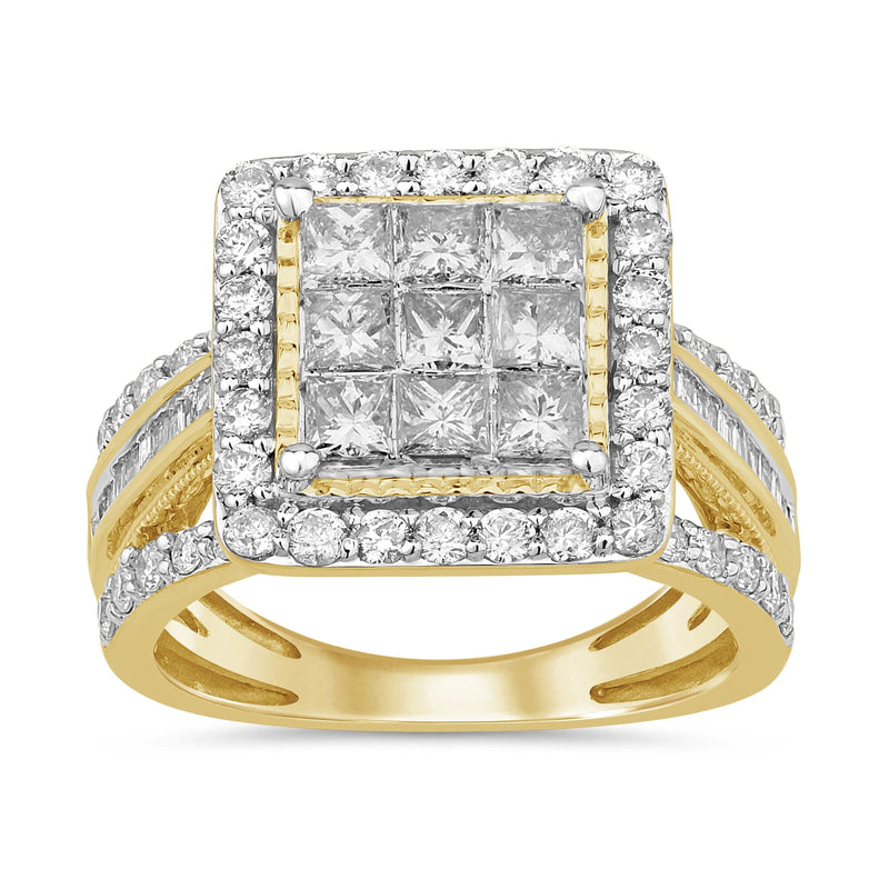 Invisible Princess Ring with 2.00ct of Diamonds in 9ct Yellow Gold Rings Bevilles 