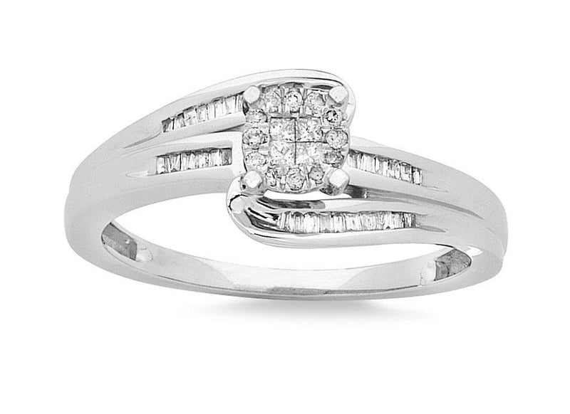 Invisible Princess Ring with 1/5ct of Diamonds in 9ct White Gold Rings Bevilles 