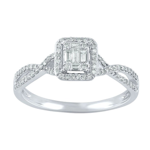 9ct White Gold 0.25ct Diamond Ring Rings Bevilles 