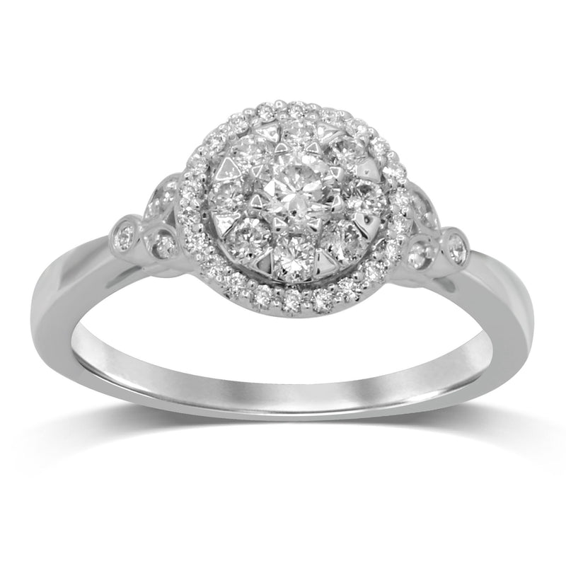 Brilliant Illusion Halo Ring with 0.45ct of Diamonds in 9ct White Gold Rings Bevilles 