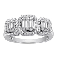Baguette Ring with 0.80ct of Diamonds in 9ct White Gold Rings Bevilles 