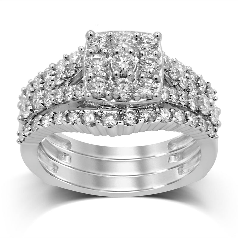 Three Ring Set with 1.30ct of Diamonds in 9ct White Gold Rings Bevilles 