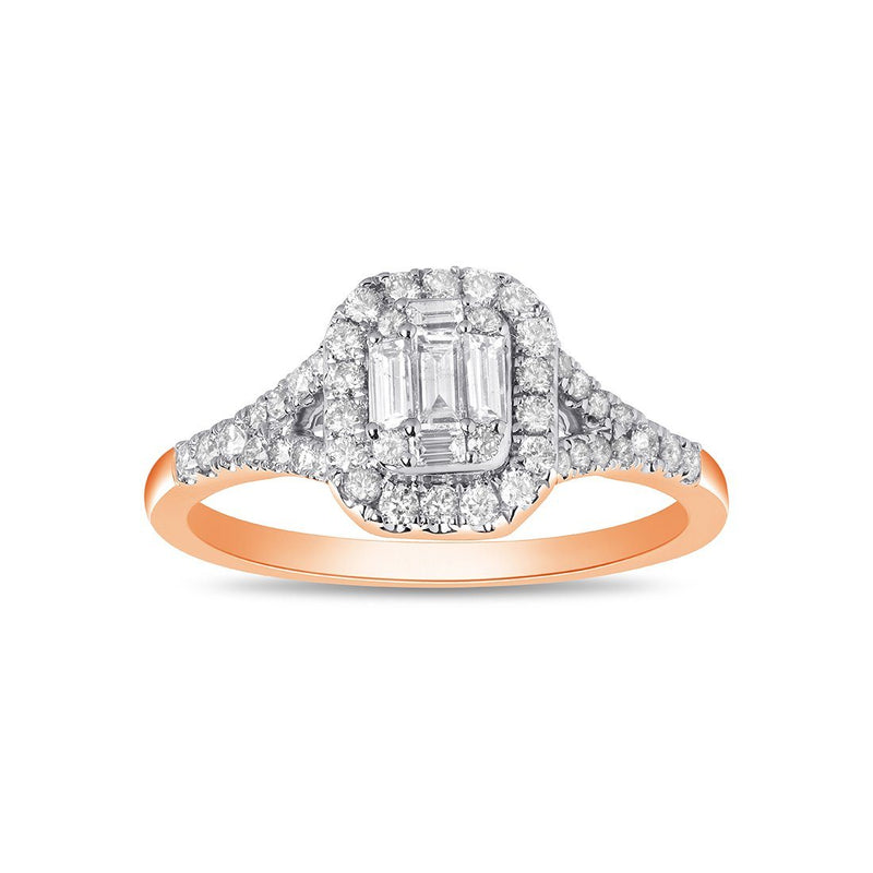 Surround Ring with 1/2ct of Diamonds in 9ct Rose Gold Rings Bevilles 