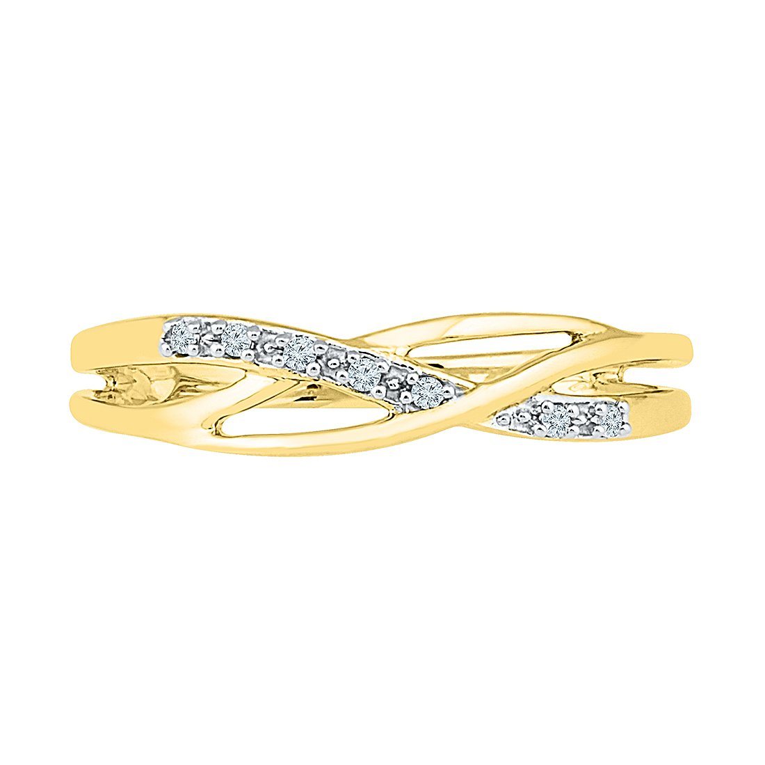 Diamond Set Weave Stackable Ring in 9ct Yellow Gold Rings Bevilles 