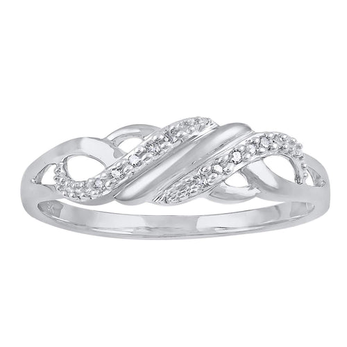 9ct White Gold Diamond Set Stackable Ring Rings Bevilles 