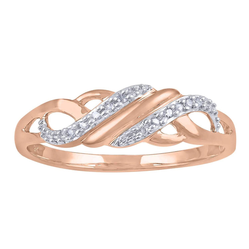 9ct Rose Gold Diamond Set Stackable Ring Rings Bevilles 