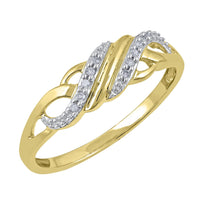 Diamond Set Sweep Weave Stackable Ring in 9ct Yellow Gold Rings Bevilles 