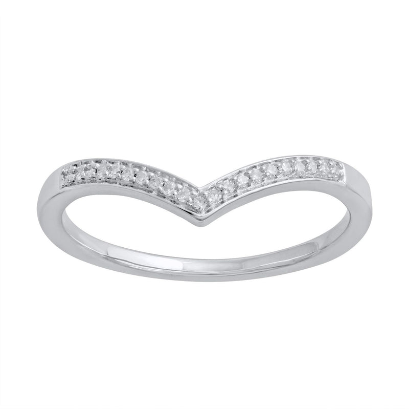 Diamond V-Shape Stackable Dress Ring in 9ct White Gold Rings Bevilles 