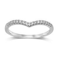 9ct White Gold 0.10ct Diamond V Shape Stackable Ring Rings Bevilles 