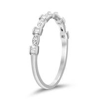9ct White Gold 0.10ct Diamond Stackable Ring Rings Bevilles 