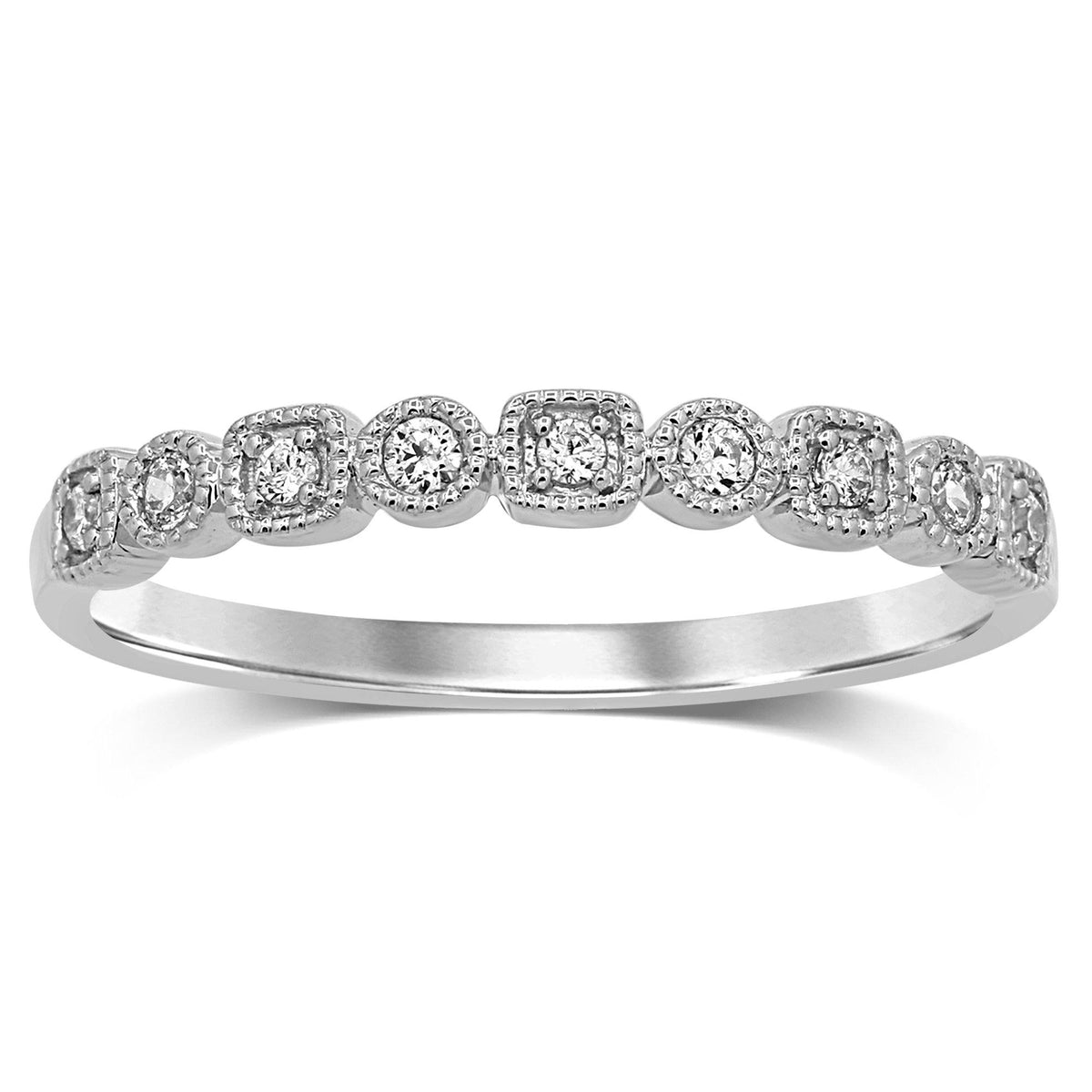 Stackable Ring with 0.10ct of Diamonds in 9ct White Gold Rings Bevilles 