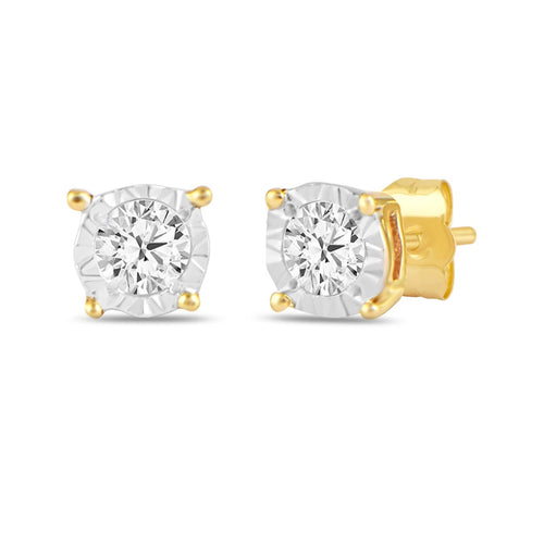 Tia Diamond Miracle Halo Stud Earrings in 9ct Yellow Gold Earrings Bevilles 