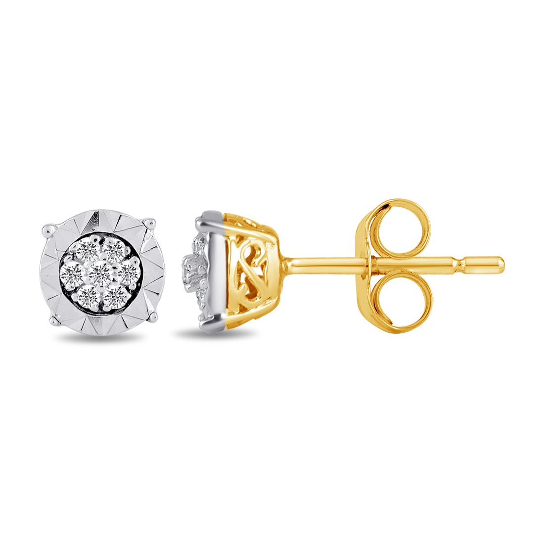 Tia Miracle Halo Diamond Composite Earrings in 9ct Yellow Gold Earrings Bevilles 