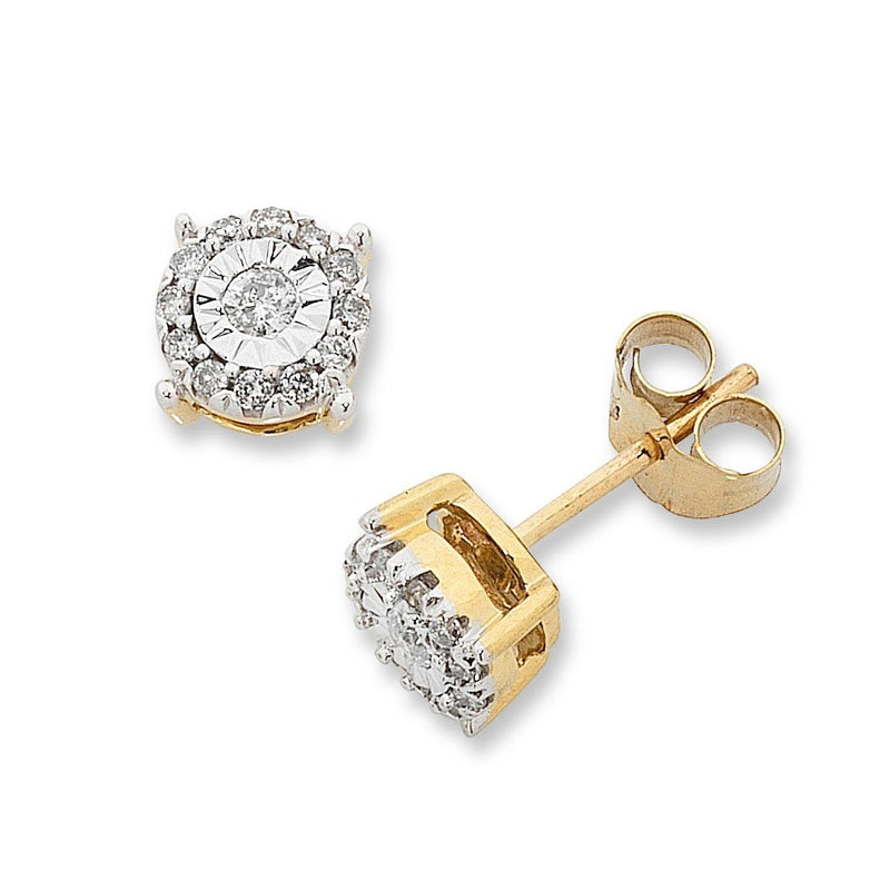 9ct Yellow Gold Diamond Earrings Earrings Bevilles 
