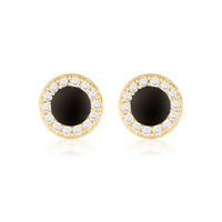 GEORGINI REFLECTION ENAMEL STUD EARRINGS GOLD & BLACK Georgini 