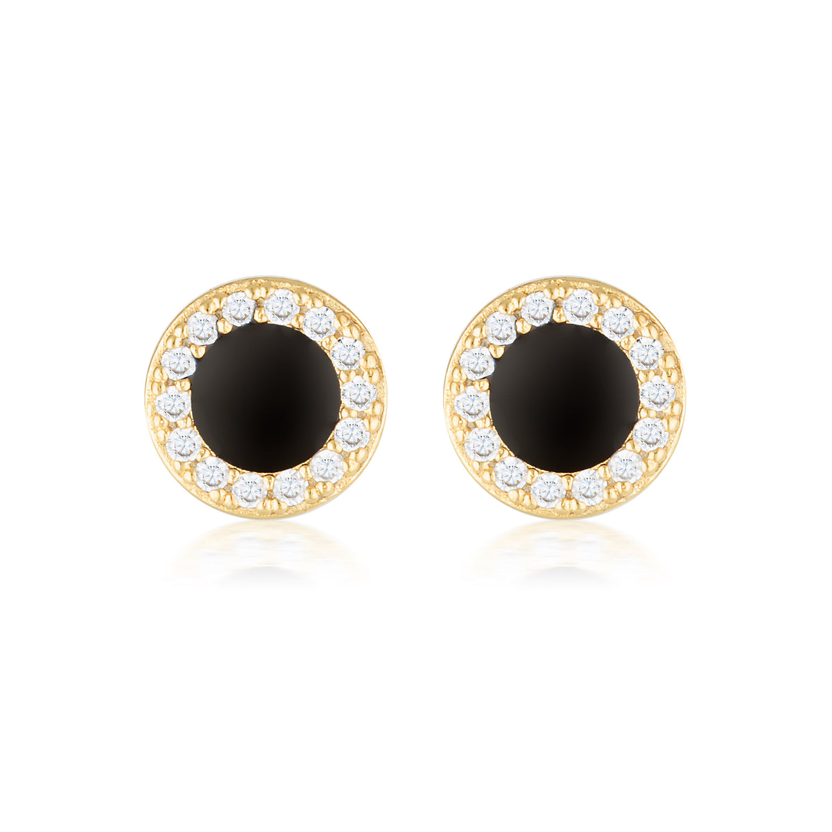 GEORGINI REFLECTION ENAMEL STUD EARRINGS GOLD & BLACK Georgini 