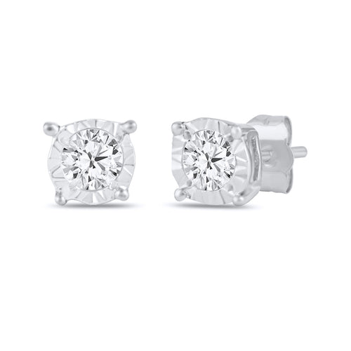 Tia Miracle Diamond Stud Earrings in 9ct White Gold Earrings Bevilles 