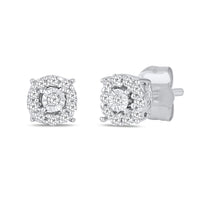 Tia Miracle Halo Diamond Stud Earrings in 9ct White Gold Earrings Bevilles 
