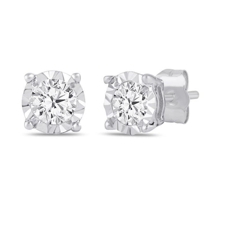 Tia Miracle Halo Earrings with 0.10ct of Diamonds in 9ct White Gold Earrings Bevilles 