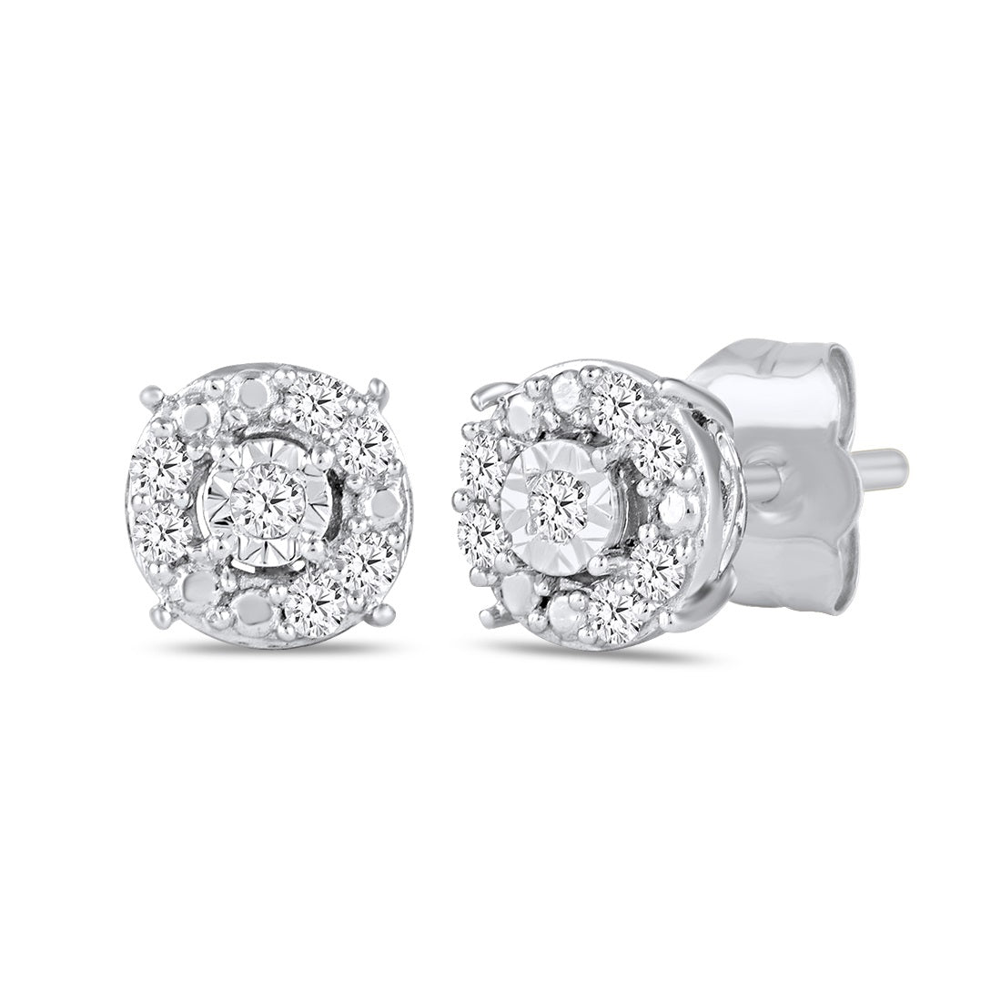 Tia Brilliant Miracle Stud Earrings with 0.10ct of Diamonds in 9ct White Gold Earrings Bevilles 