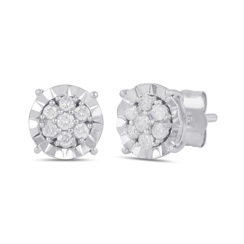 Tia Miracle Composite Earrings with 0.10ct of Diamonds in 9ct White Gold Earrings Bevilles 