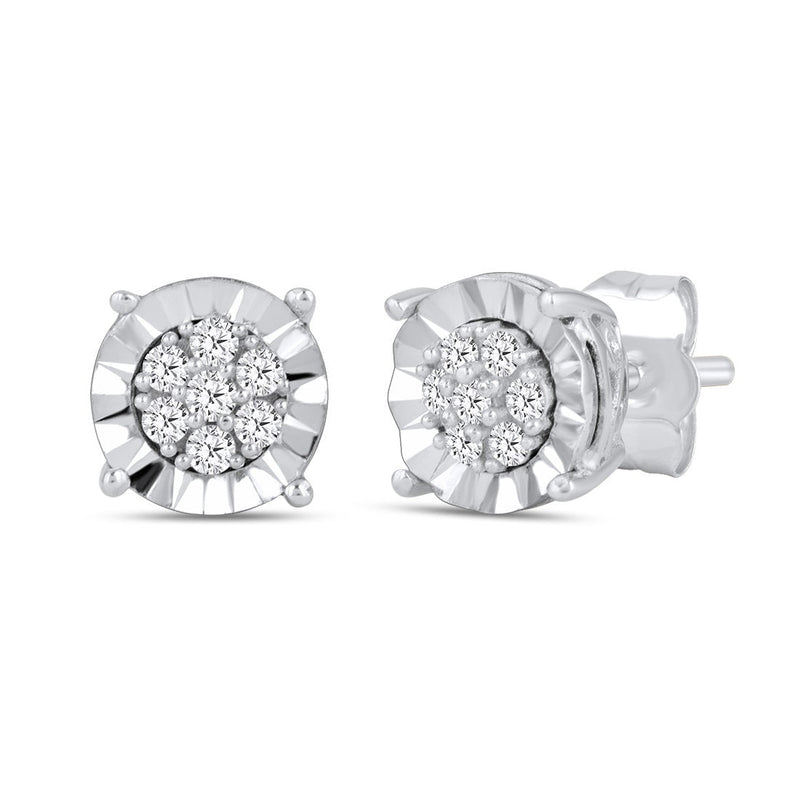 Tia Miracle Halo Stud Earrings with 0.20ct of Diamonds in 9ct White Gold Earrings Bevilles 