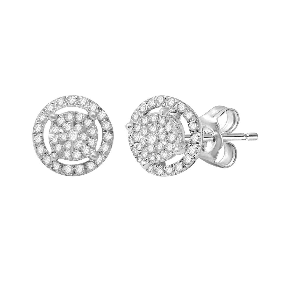 Martina Halo Earrings with 1/3ct of Diamonds in 9ct White Gold Earrings Bevilles 