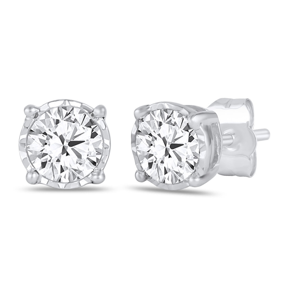 Tia Miracle Halo Stud Earrings with 0.30ct of Diamonds in 9ct White Gold Earrings Bevilles 