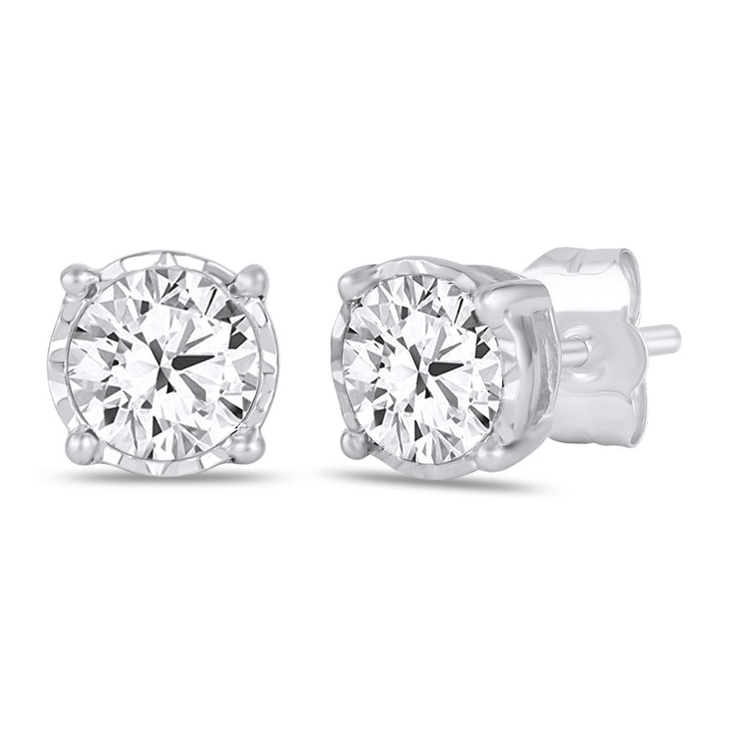 Tia Miracle Halo Stud Earrings with 0.30ct of Diamonds in 9ct White Gold Earrings Bevilles 
