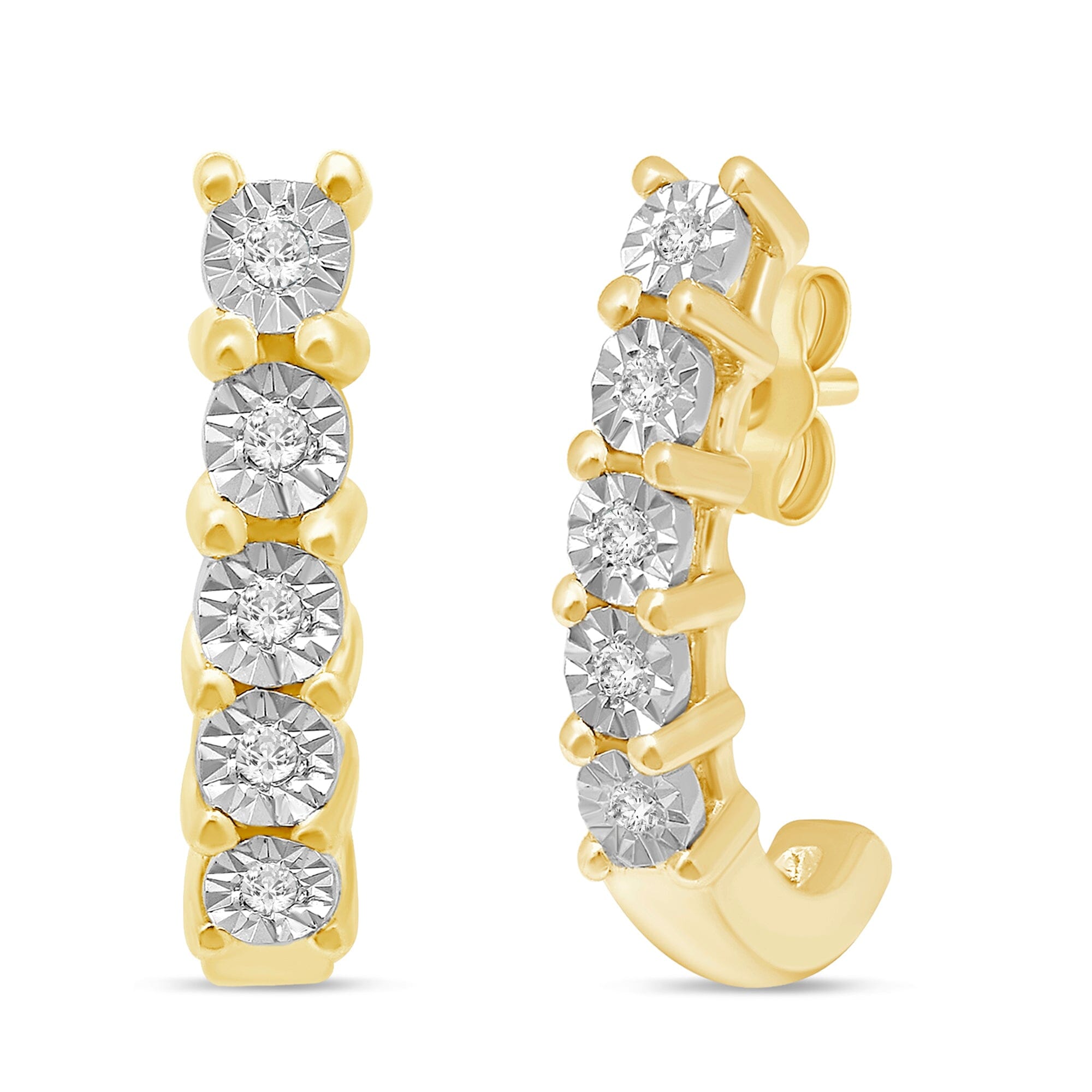 Hoop Station Earrings with 0.05ct of Diamonds in 9ct Yellow Gold Earrings Bevilles 