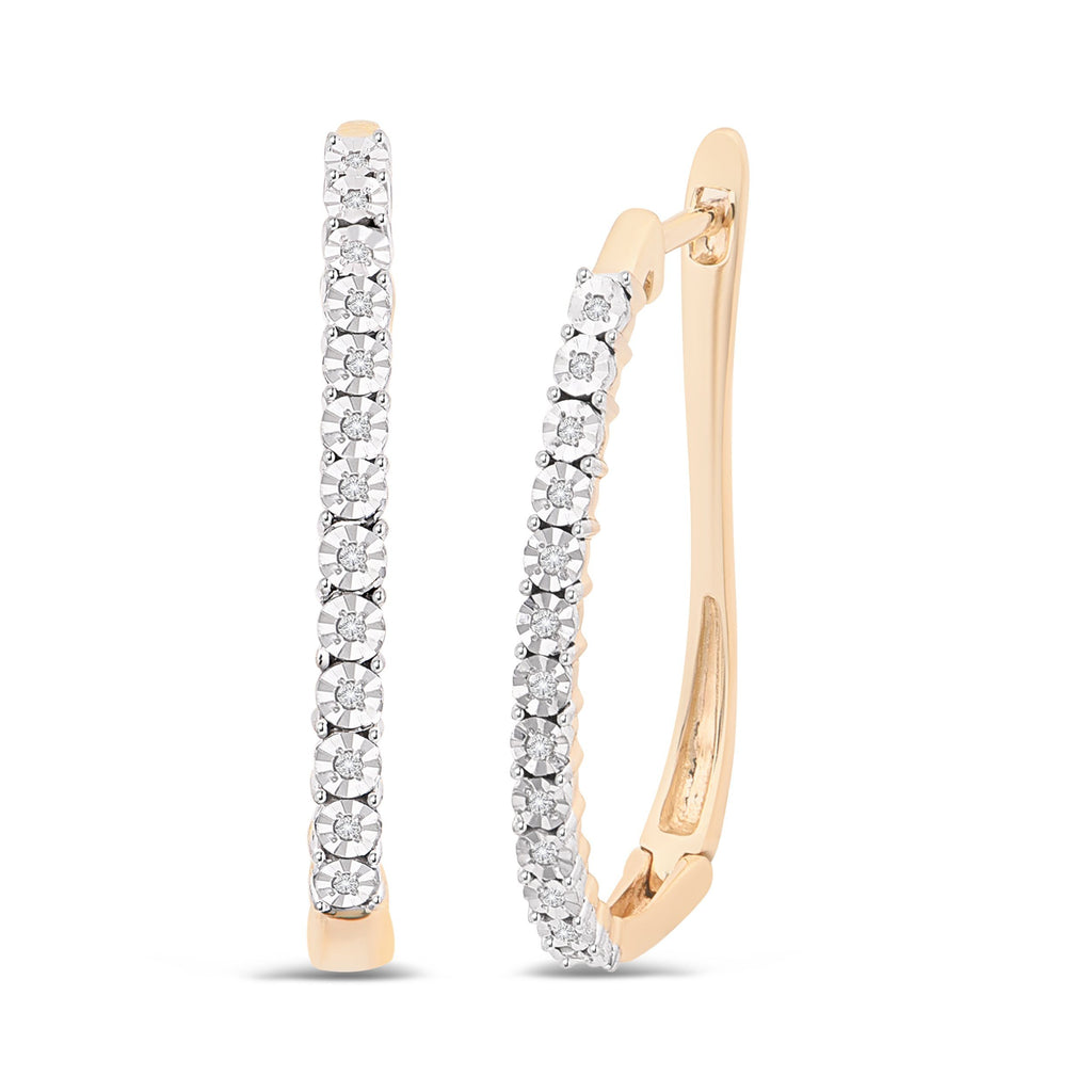 Diamond Set Hoop Earrings in 9ct Yellow Gold – Bevilles Jewellers