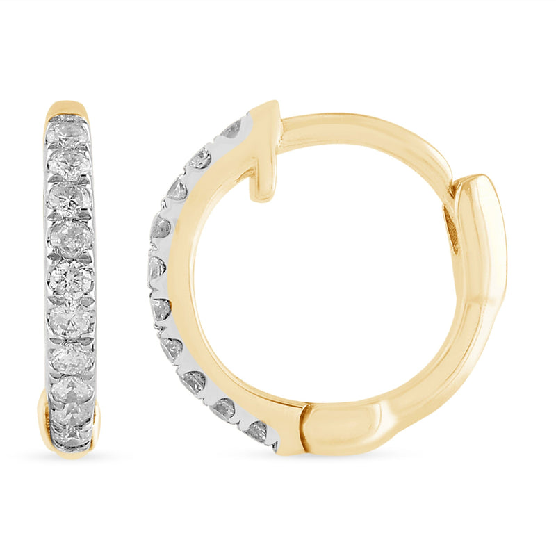 Huggie Hoop Earrings with 0.05ct of Diamonds in 9ct Yellow Gold Earrings Bevilles 