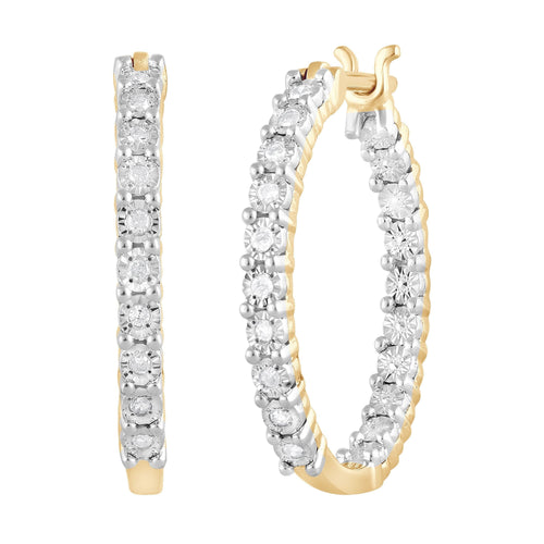 Miracle Inside Out Hoop Earrings with 0.10ct of Diamonds in 9ct Yellow Gold Earrings Bevilles 