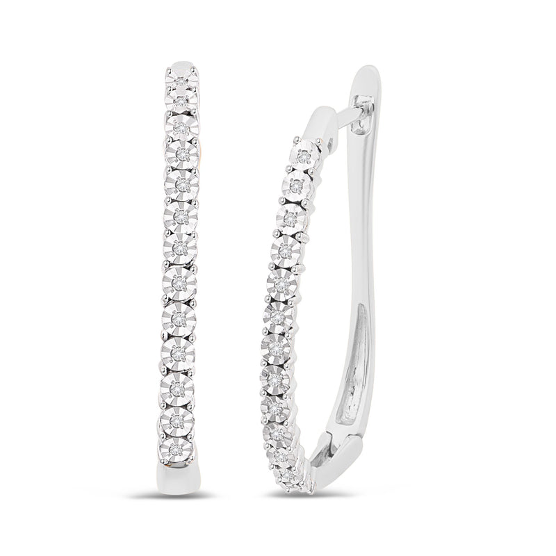 Diamond Set Hoop Earrings in 9ct White Gold Earrings Bevilles 