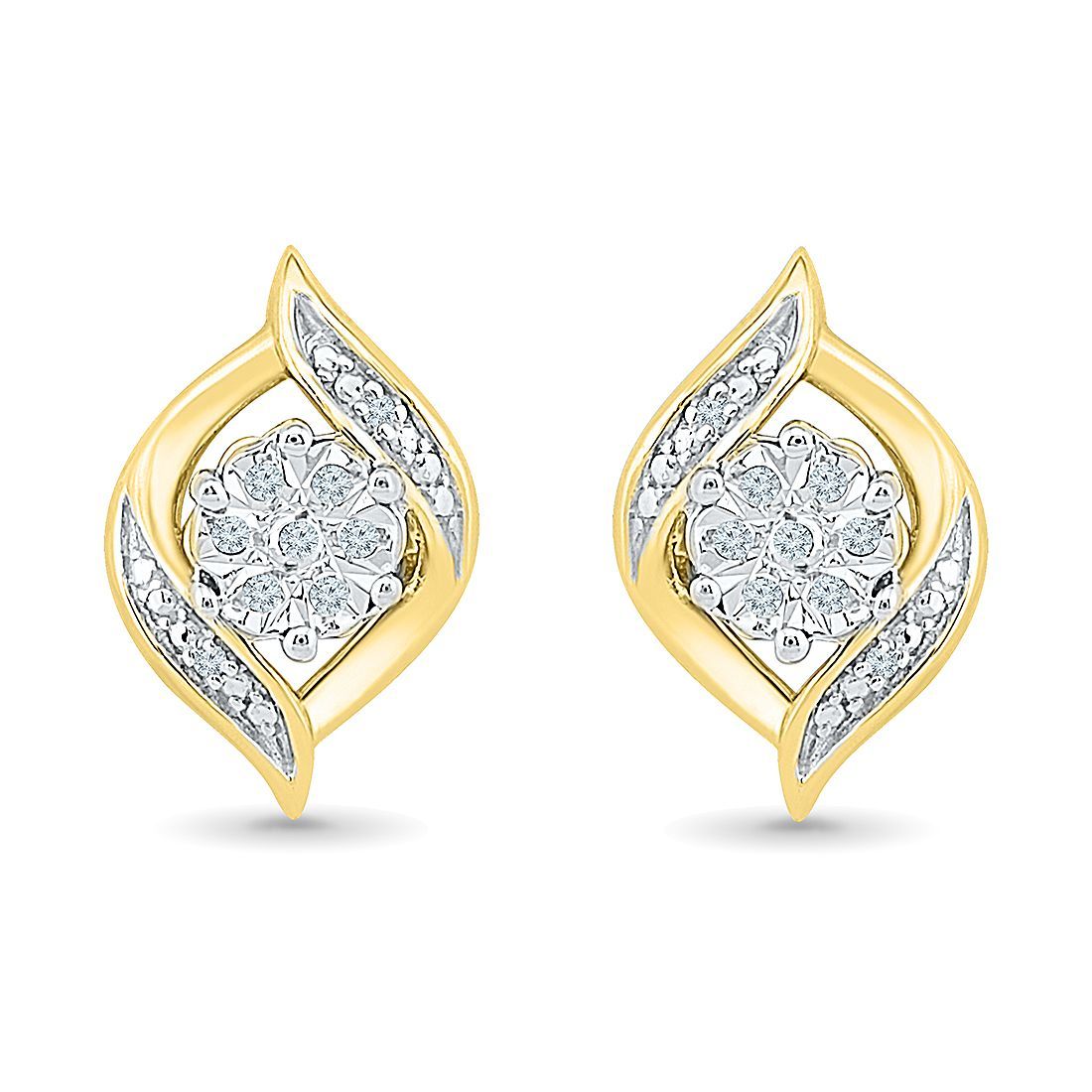 9ct Yellow Gold Diamond Set Stud Earrings Earrings Bevilles 