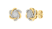 Flower Halo Stud Earrings with 0.10ct of Diamonds in 9ct Yellow Gold Earrings Bevilles 