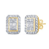 Baguette Emerald Shape Earrings with 1/2ct of Diamonds in 9ct Yellow Gold Earrings Bevilles 