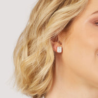 Baguette Emerald Shape Earrings with 1/2ct of Diamonds in 9ct Yellow Gold Earrings Bevilles 
